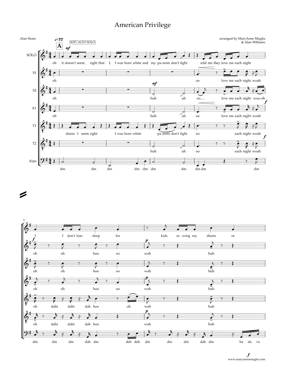 American Privilege (arr. MaryAnne Muglia & Alan Williams)