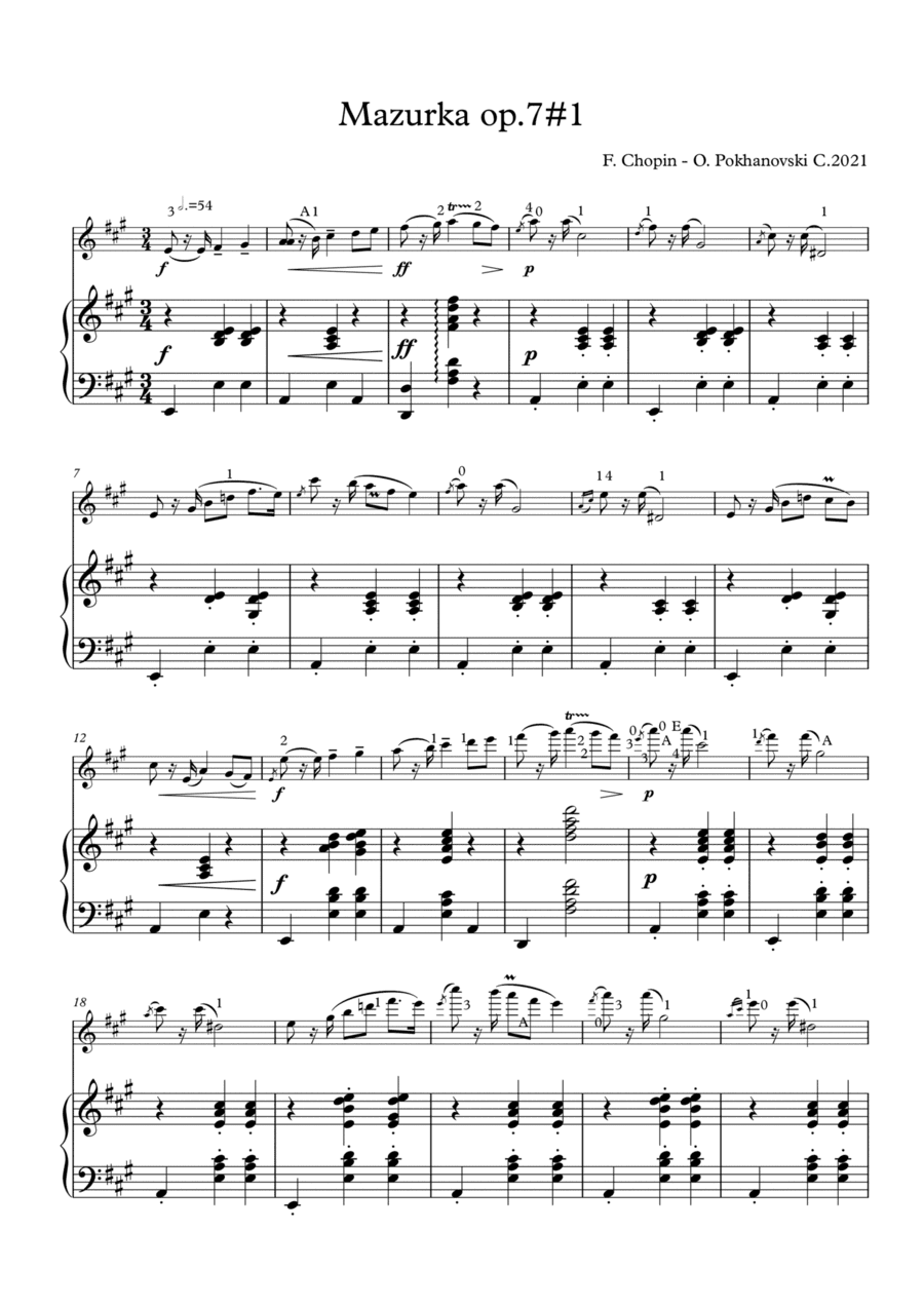 Chopin-Pokhanovski Mazurka for violin and piano