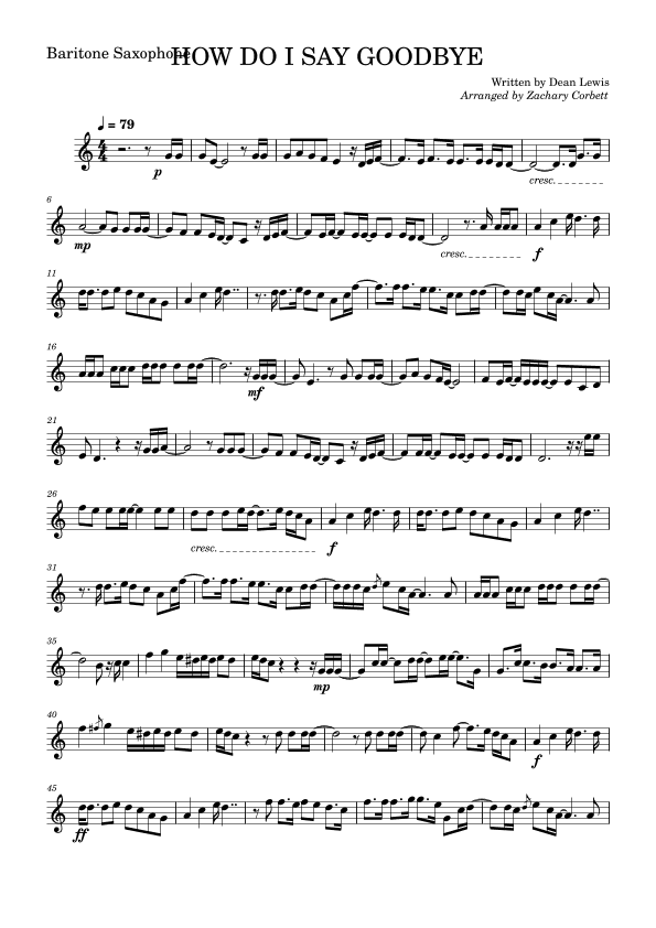 How Do I Say Goodbye (arr. Zachary Corbett)