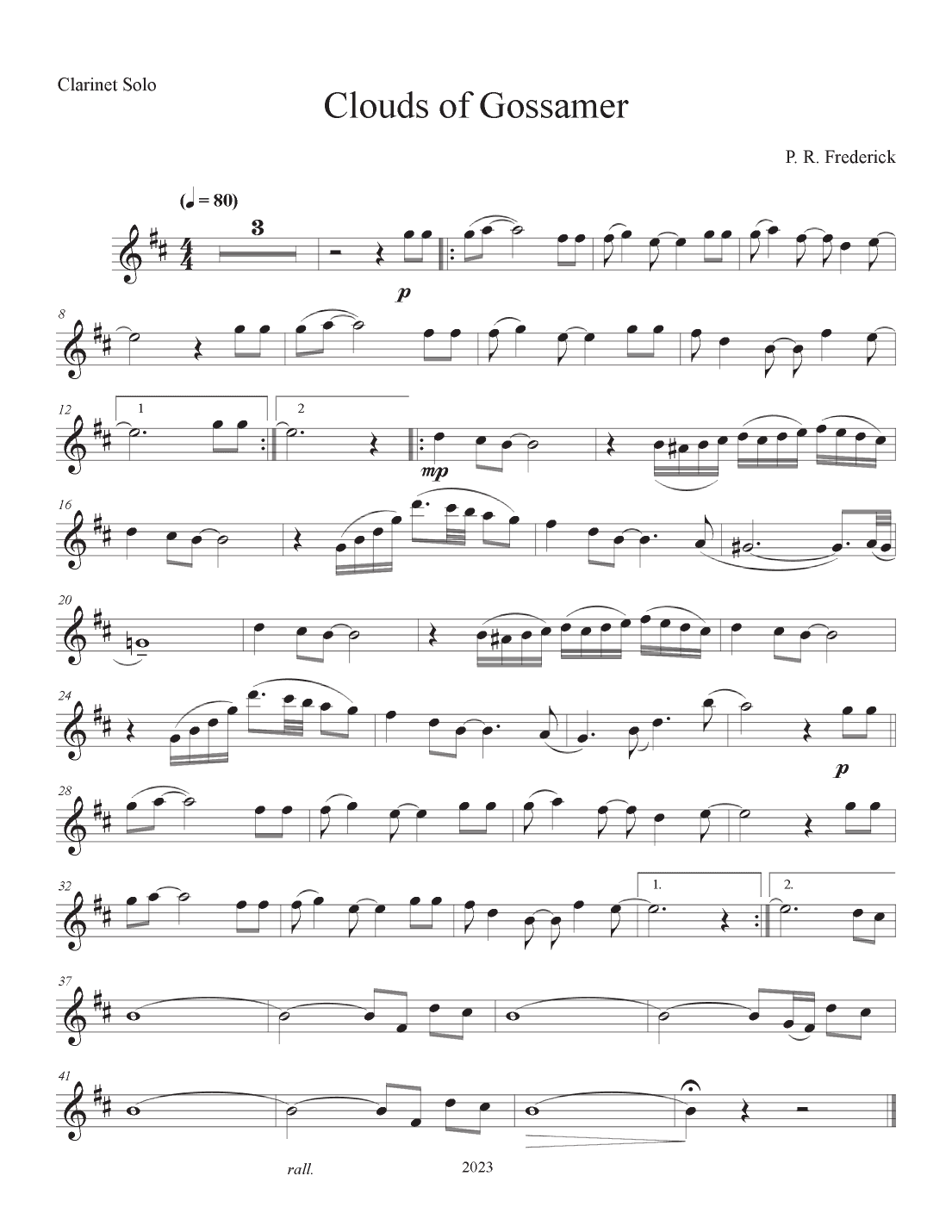 Clouds of Gossamer (Clarinet Solo)