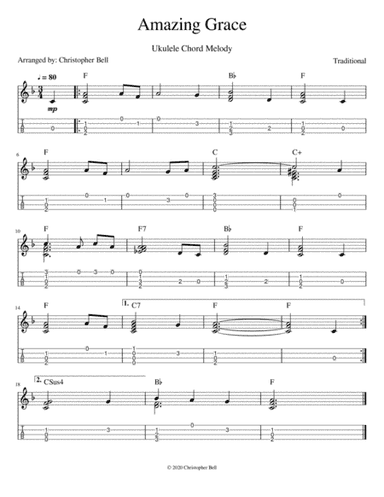 Amazing Grace - Ukulele Chord Melody (arr. Christopher Bell)