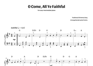 O Come, All Ye Faithful (easy-intermediate piano) (arr. Bernardo Pereira)
