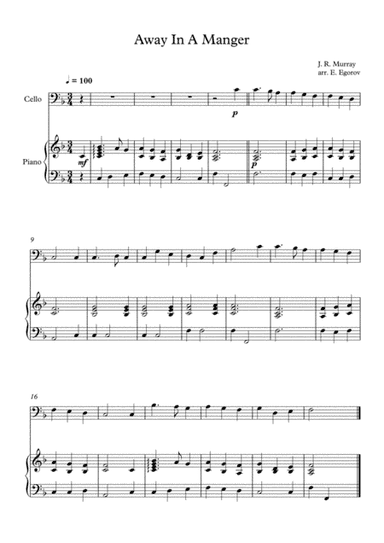 Away In A Manger, James Ramsey Murray, For Cello & Piano (arr. Eugene Egorov)