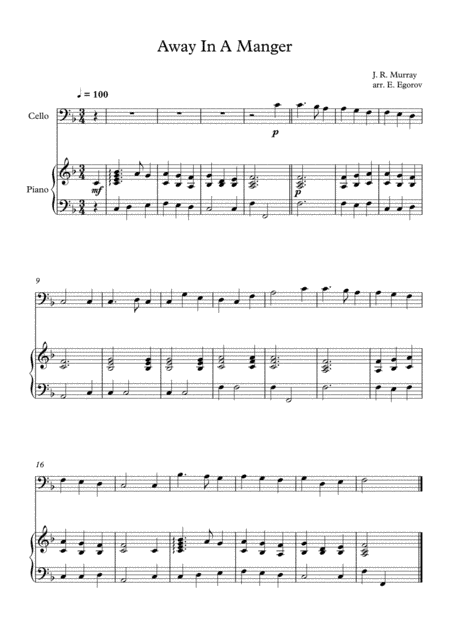 Away In A Manger, James Ramsey Murray, For Cello & Piano (arr. Eugene Egorov)