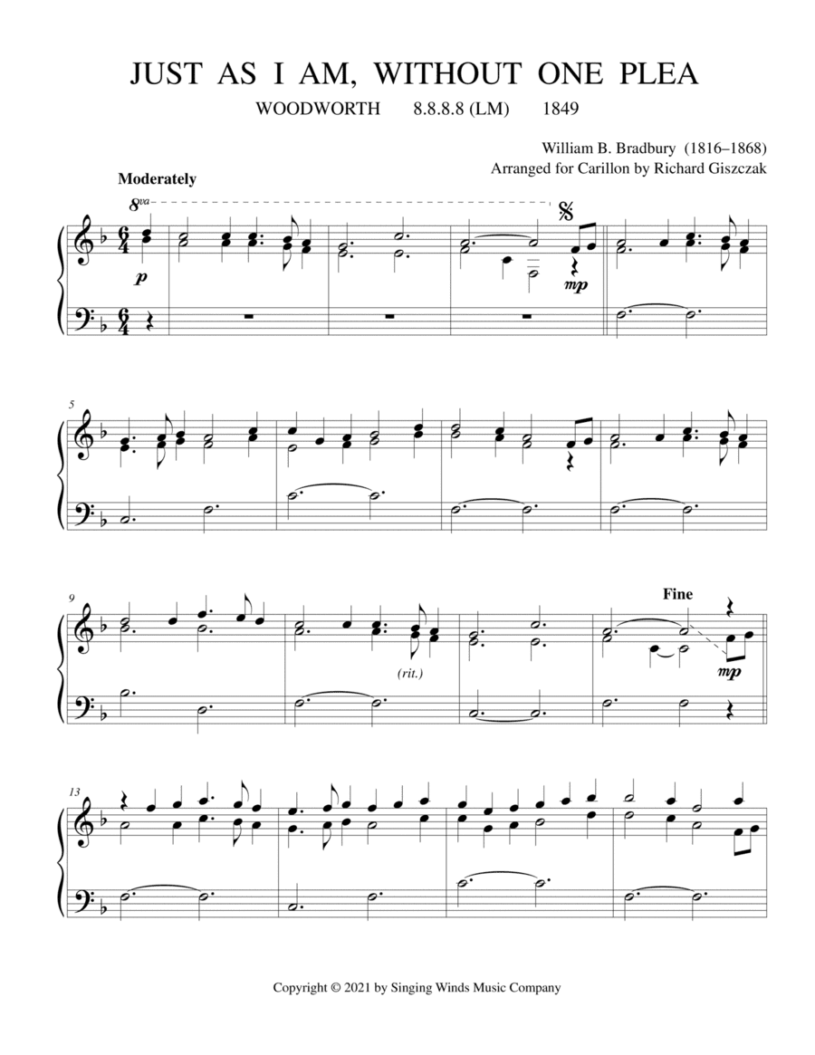 Just As I Am, Without One Plea (WOODWORTH) (arr. Richard Giszczak)