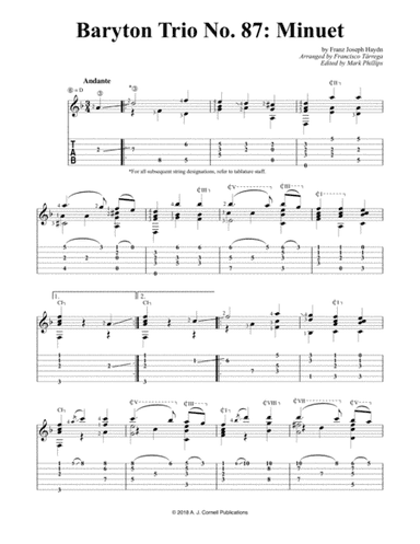 Baryton Trio No. 87: Minuet (arr. Francisco Tarrega)