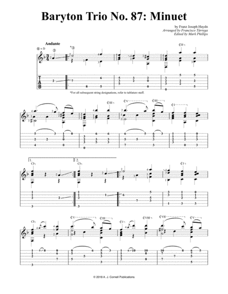 Baryton Trio No. 87: Minuet (arr. Francisco Tarrega)
