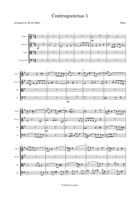 Contrapunctus 1 (arr. Kevin Riley)