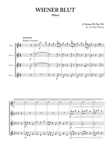 Wiener Blut for Flute Quartet (arr. Diego Marani)