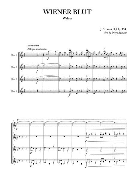 Wiener Blut for Flute Quartet (arr. Diego Marani)