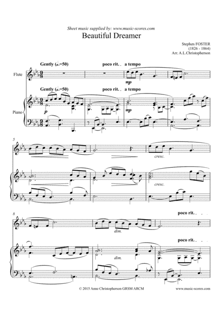 Beautiful Dreamer - Flute and Piano (arr. Anne L Christopherson GRSM ARCM)