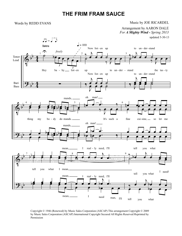 The Frim Fram Sauce (arr. Aaron Dale)