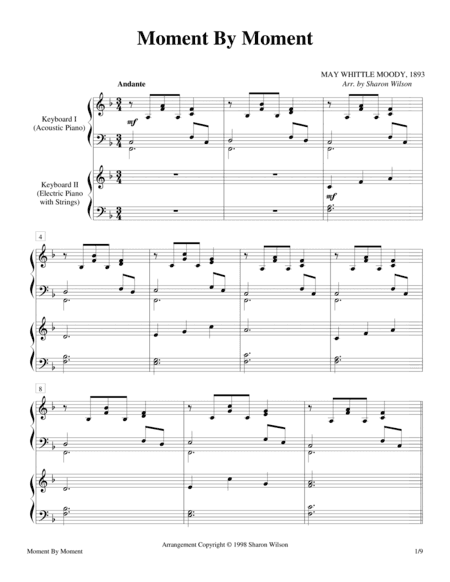 Moment By Moment (Keyboard Duet - 2 Pianos, 4 Hands) (arr. Sharon Wilson)