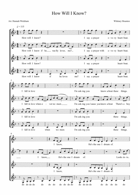 How Will I Know (arr. Hannah Wickham)
