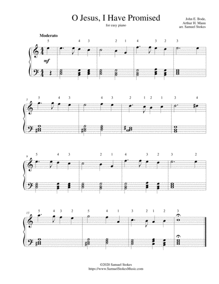O Jesus, I Have Promised - for easy piano (arr. Samuel Stokes)