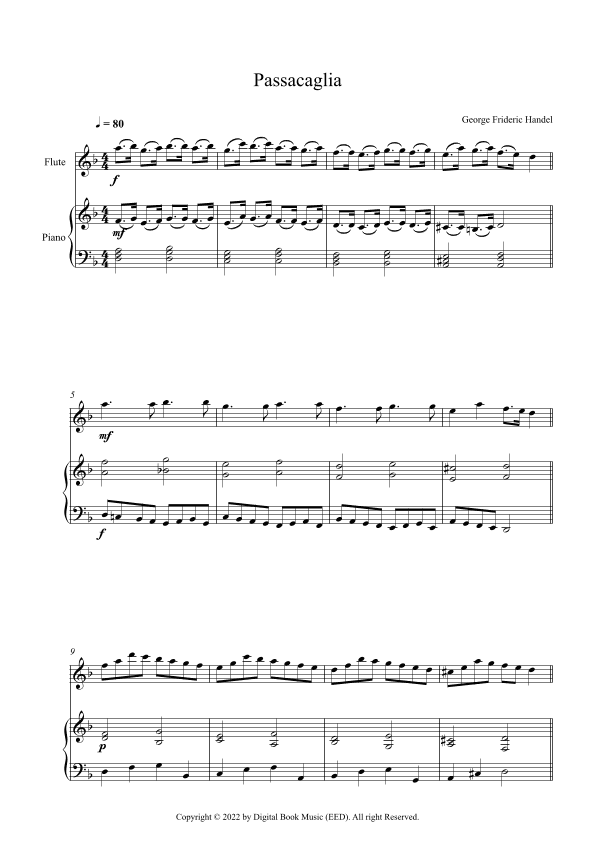 Passacaglia - George Frideric Handel (Flute + Piano) (arr. Digital Book Music)