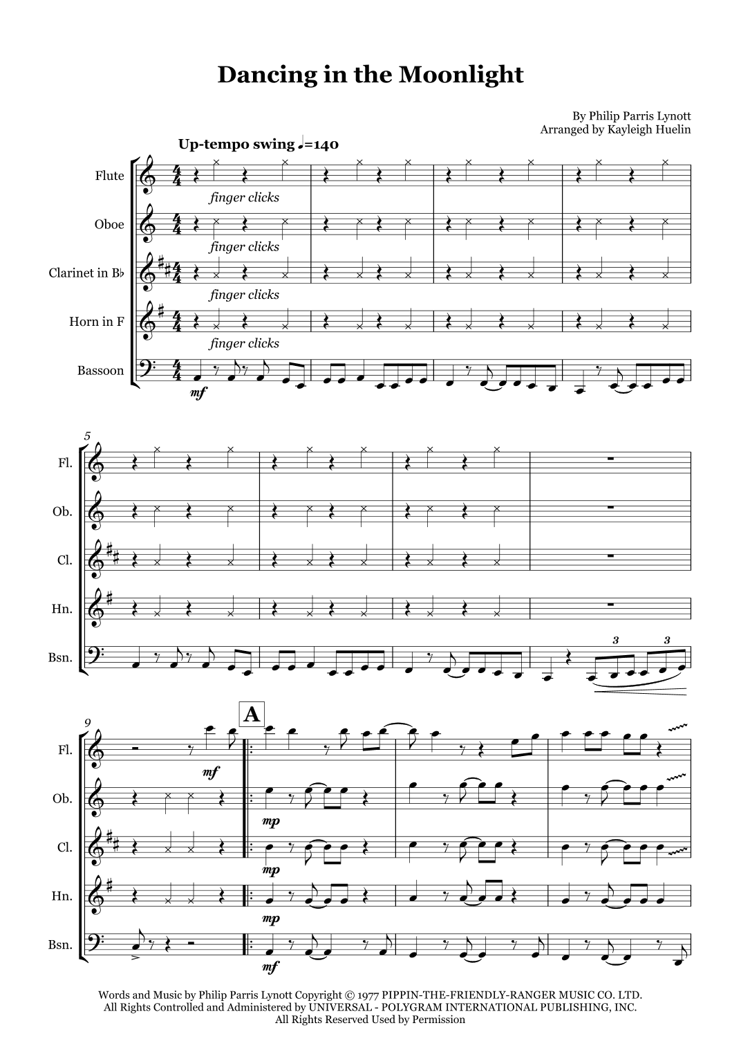 Dancing In The Moonlight (arr. Kayleigh Huelin)