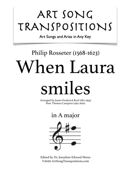 ROSSETER: When Laura smiles (transposed to A major) (arr. James Frederick Keel)