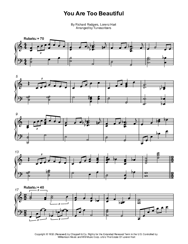 You Are Too Beautiful (arr. Tunescribers)