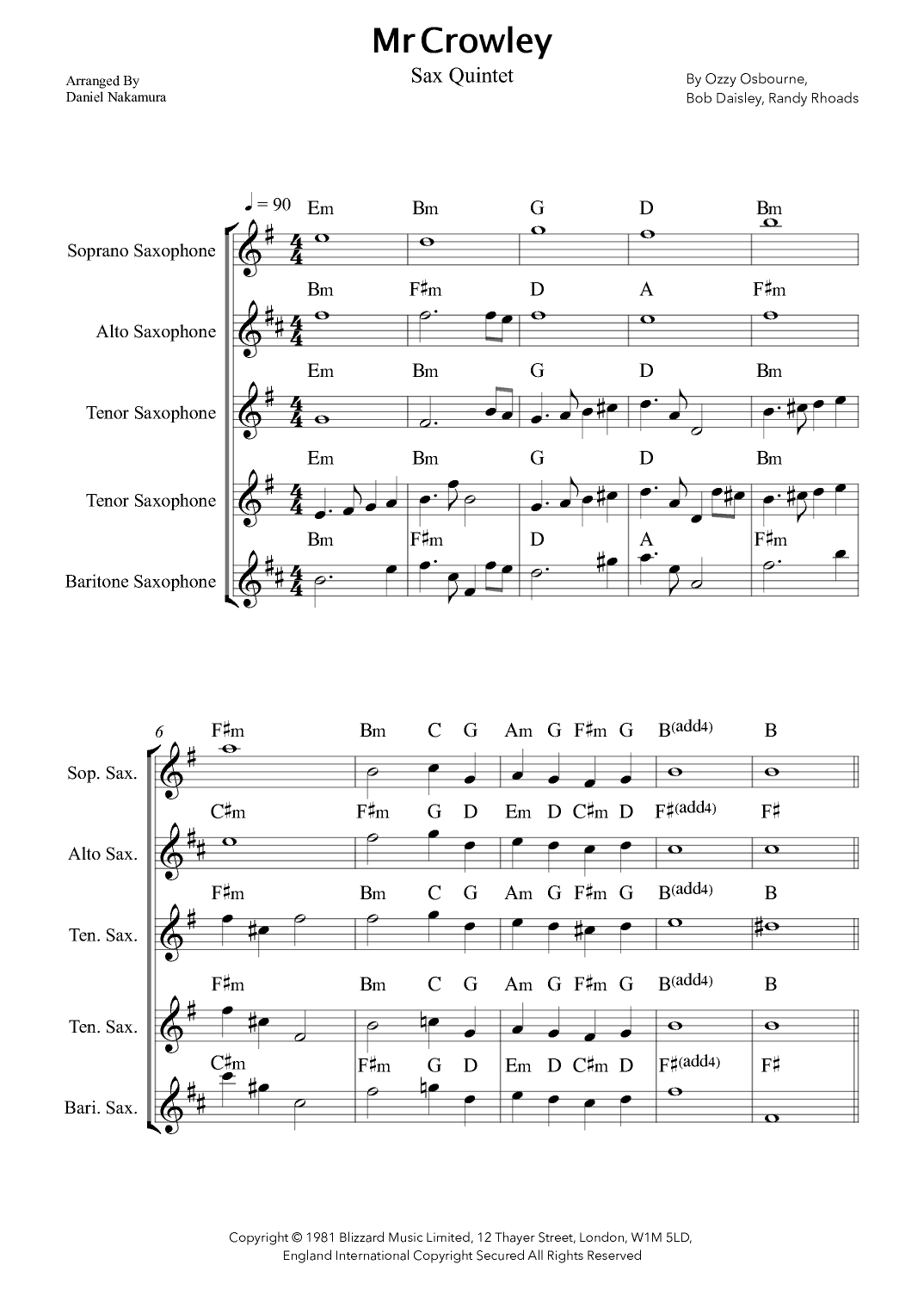 Mr. Crowley (arr. Daniel Nakamura)