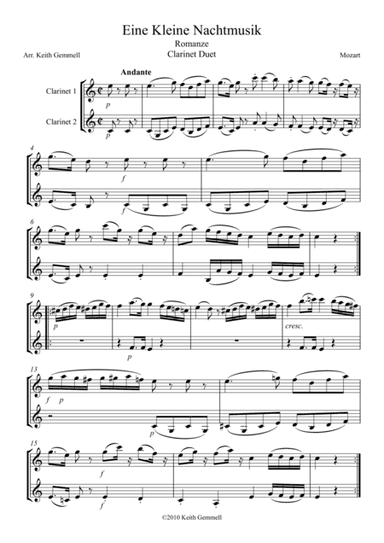 Eine Kleine Nachtmusik – Romanze: Clarinet Duet (arr. Keith Gemmell)