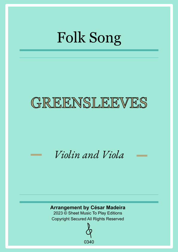 Greensleeves - Violin and Viola - W/Chords (Full Score and Parts) (arr. César Madeira)