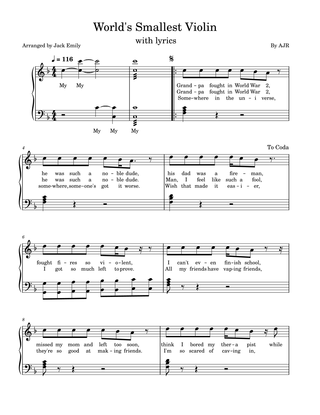 World S Smallest Violin (arr. Jack Emily)