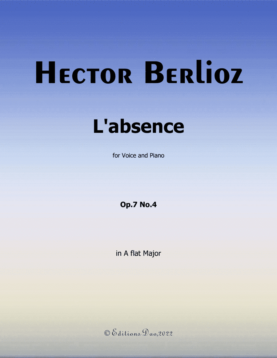 L'absence, by Berlioz, in A flat Major (arr. Editions Dao)