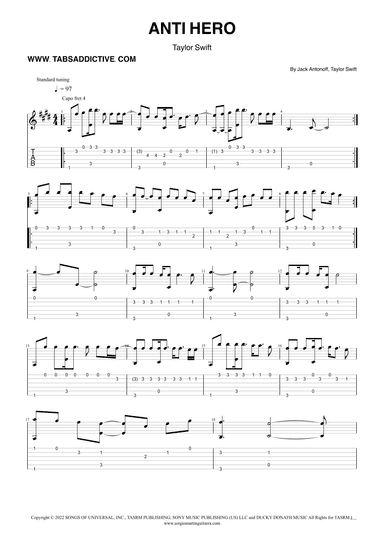 Anti-hero (arr. TABS ADDICTIVE - SERGIO MARTIN GUITARRA)