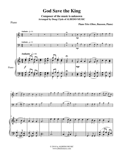 God Save the King for Oboe, Bassoon & Piano (arr. Doug Clyde)