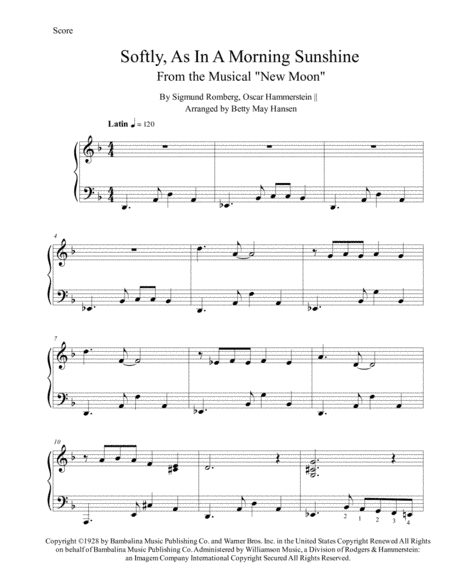 Softly As In A Morning Sunrise (arr. Betty May Hansen)