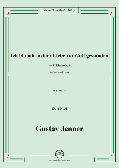 Jenner-Ich bin mit meiner Liebe vor Gott gestanden,in D Major,Op.4 No.4 (arr. OSM Press)