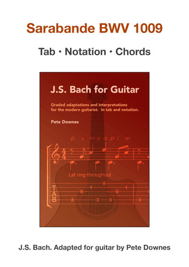 Sarabande BWV 1009 for guitar grade 6 (arr. Pete Downes)