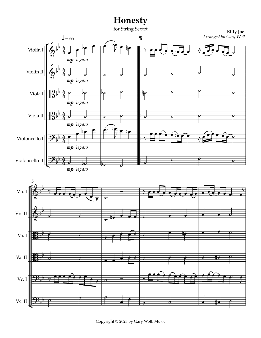 Honesty (arr. Gary Wolk)