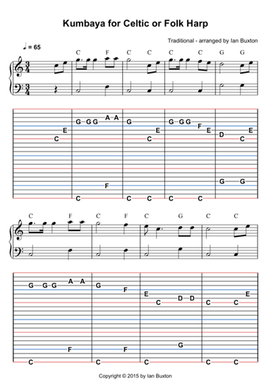 Kumbaya for Celtic or Folk Harp with Chords (arr. Ian Buxton)