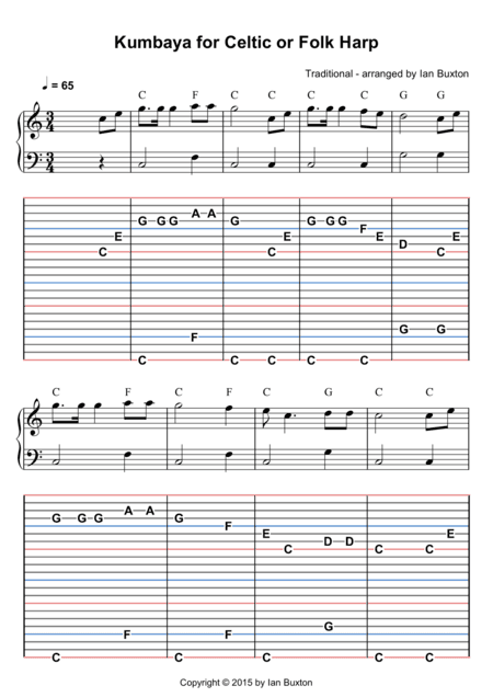 Kumbaya for Celtic or Folk Harp with Chords (arr. Ian Buxton)