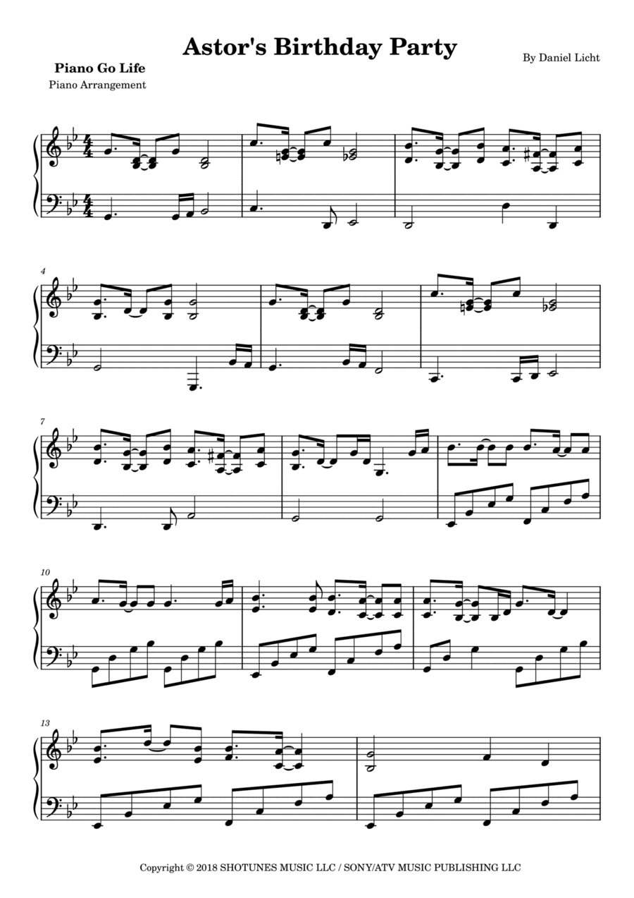 Astor's Birthday Party (arr. Piano Go Life)