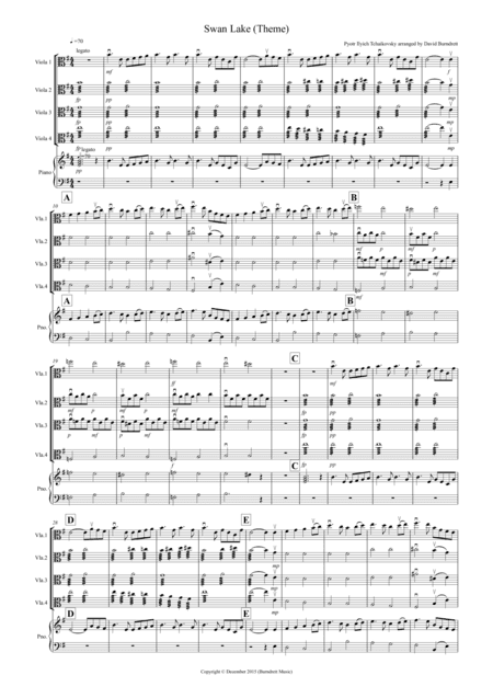 Swan Lake Theme for Viola Quartet (arr. David Burndrett)