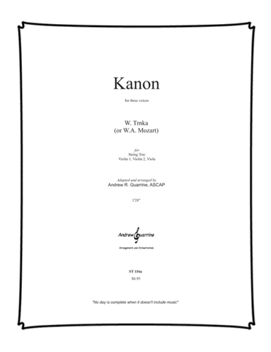 Kanon (a) for three voices (arr. Andrew R. Guarrine)