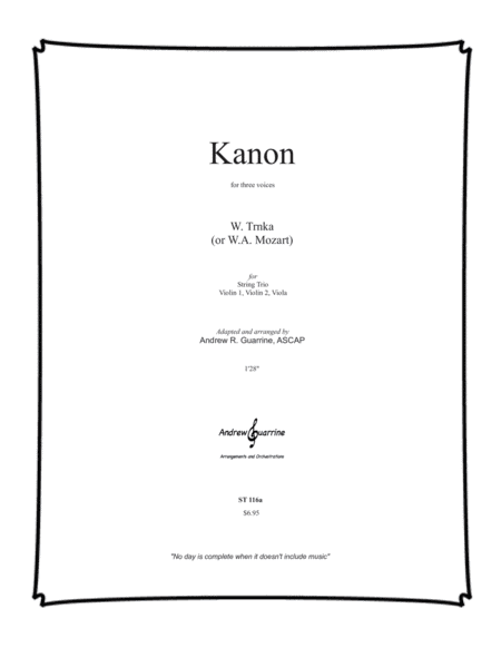 Kanon (a) for three voices (arr. Andrew R. Guarrine)