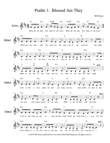 Psalm 1:  Blessed Are They (Leadsheet)