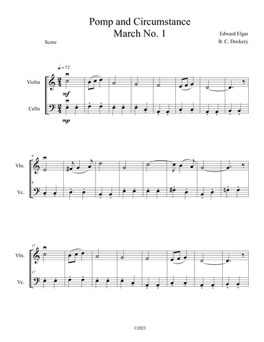 Pomp and Circumstance (Violin and Cello Duet) (arr. B. C. Dockery)