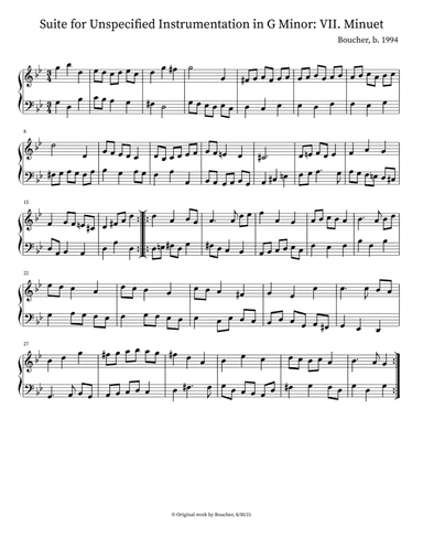 Suite for Unspecified Instrumentation in G Minor: VII. Minuet