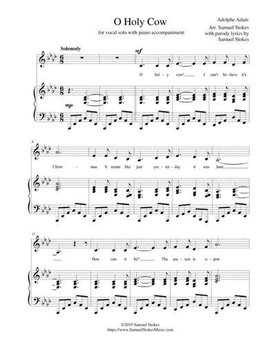 O Holy Cow (parody of O Holy Night) - for voice and piano in Ab major (arr. Samuel Stokes)