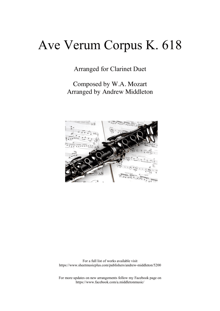 ave Verum Corpus K. 618 arranged for Clarinet Duet (arr. Andrew Middleton)