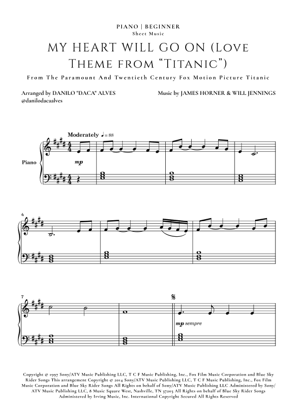 My Heart Will Go On (love Theme From 'titanic') (arr. Danilo "Daca" Alves)