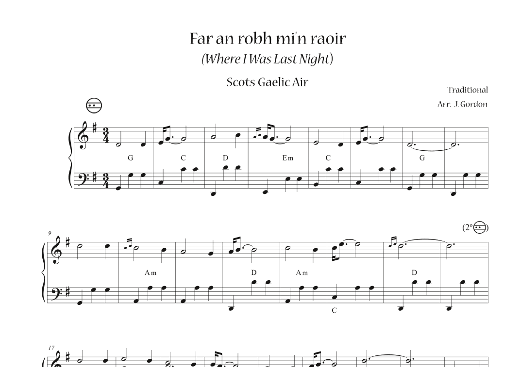 Far an robh mi'n raoir (Where I Was Last Night) (arr. Julia Gordon)