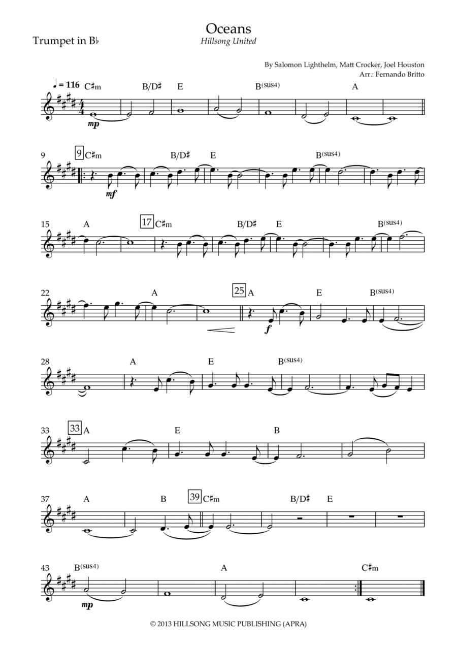 Oceans (where Feet May Fail) (arr. Fernando Britto)