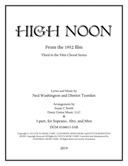High Noon (do Not Forsake Me) (arr. Susan C Smith at Dusty Guitar Music LLC)