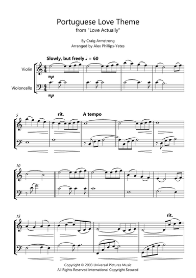 Portuguese Love Theme (arr. Alex Phillips-Yates)